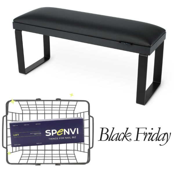 Підставка для манікюру LOFT TOTAL BLACK на знімних металевих ніжках + змінна подушка в ПОДАРУНОК!