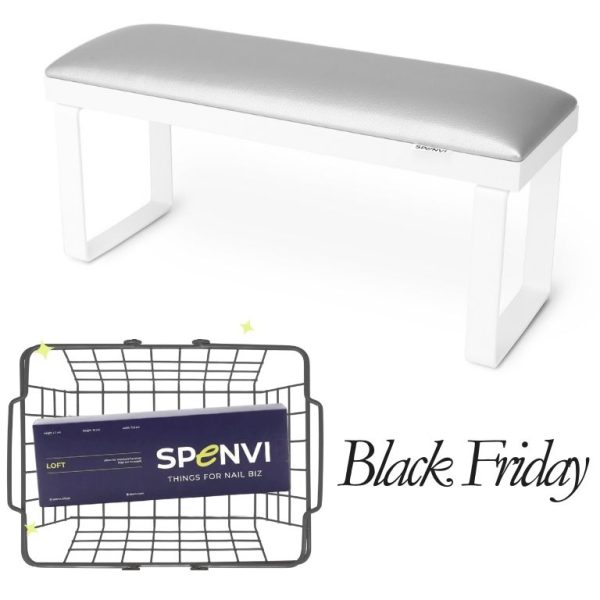 Підставка для манікюру LOFT SILVER на знімних білих металевих ніжках на білій основі + змінна подушка в ПОДАРУНОК!