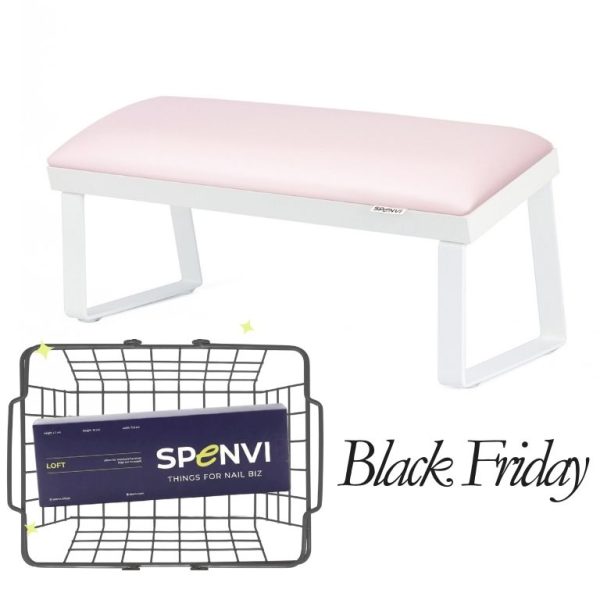 Підставка для манікюру LOFT PASTEL PINK на скошених білих металевих ніжках на білій основі + змінна подушка в ПОДАРУНОК!