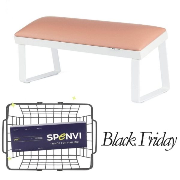 Підставка для манікюру LOFT Light pink на скошених білих металевих ніжках на білій основі + змінна подушка в ПОДАРУНОК!