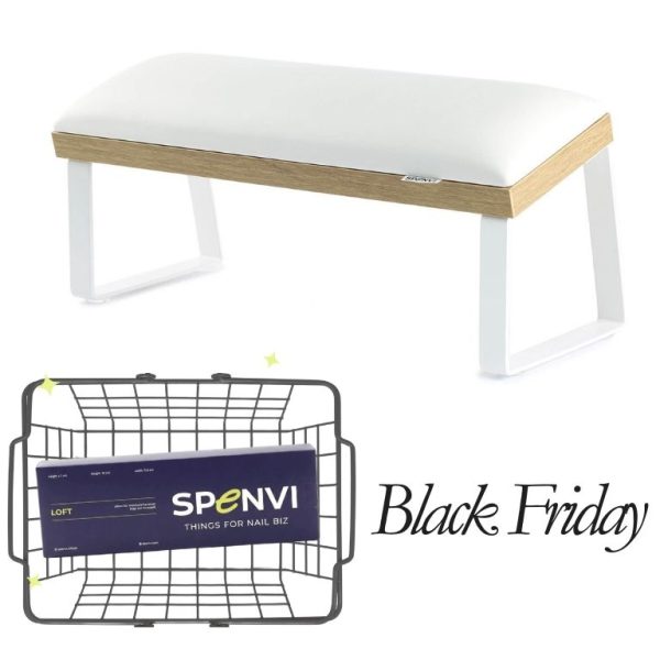 Підставка для манікюру LOFT White на скошених білих металевих ніжках на коричневій основі + змінна подушка в ПОДАРУНОК!