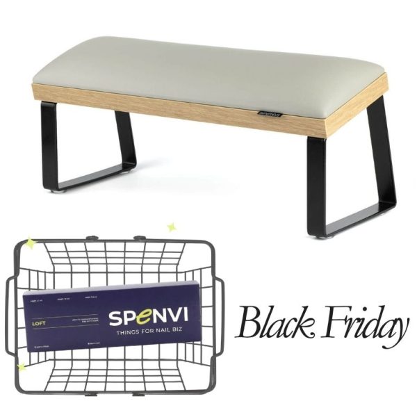 Підставка для манікюру LOFT Cloud на скошених чорних металевих ніжках на коричневій основі + змінна подушка в ПОДАРУНОК!