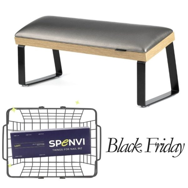 Підставка для манікюру LOFT Graphite на скошених чорних металевих ніжках на коричневій основі + змінна подушка в ПОДАРУНОК!