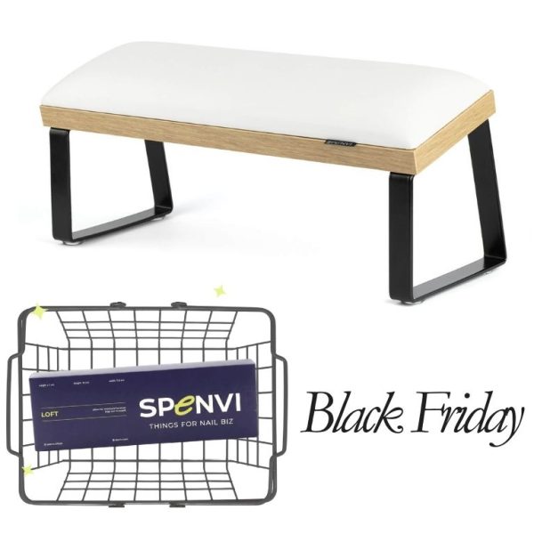 Підставка для манікюру LOFT White на скошених чорних металевих ніжках на коричневій основі + змінна подушка в ПОДАРУНОК!