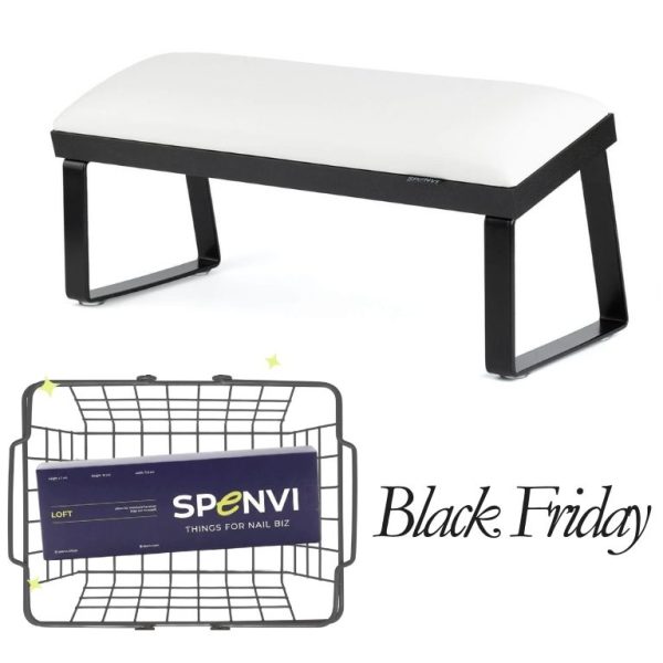 Black White Pink Playful Modern Black Friday Sale Instagram Post (36) Підставка для манікюру LOFT SPENVI WHITE на скошених чорних металевих ніжках на чорній основі + змінна подушка в ПОДАРУНОК!