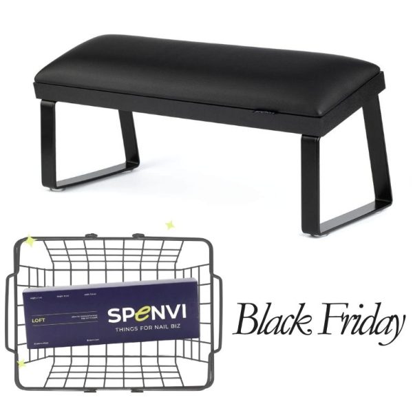 Підставка для манікюру LOFT SPENVI TOTAL BLACK на скошених металевих ніжках + змінна подушка в ПОДАРУНОК!
