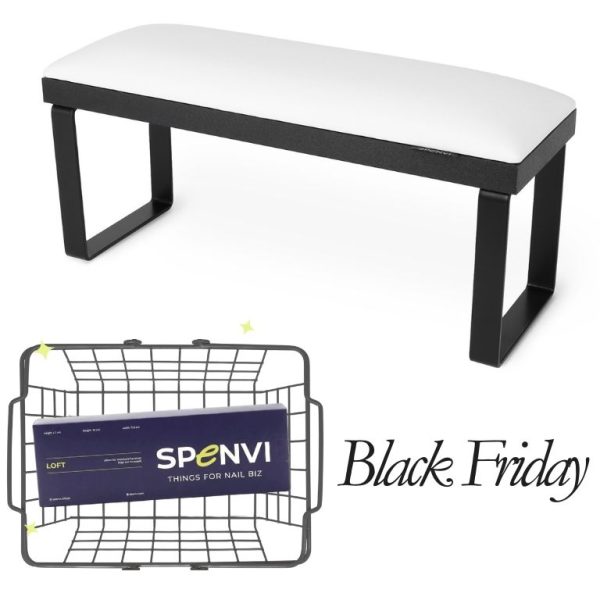 Підставка для манікюру LOFT WHITE на знімних чорних металевих ніжках на чорній основі + змінна подушка в ПОДАРУНОК!